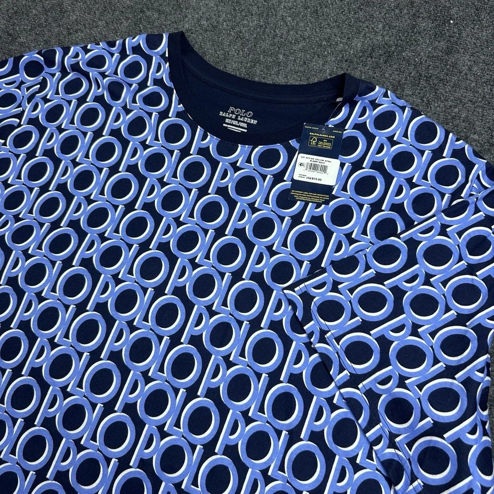Polo Ralph Lauren T Shirt Men's 3XLT POLO Spell Out All Over Print Crew Neck NWT